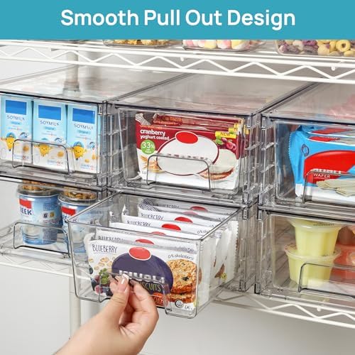 Vtopmart 10 Pack Stackable Clear Drawer with Dividers