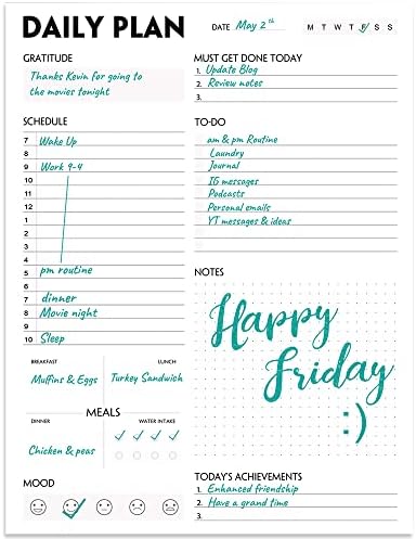 (Pack of 3) A4 Daily Planner Notepad - Tear-Off Daily Planning Pad, Organizer with To Do Lists, Schedule, Appointment, Productivity Tracker, 50 Undated Sheets, 3 Pack, Total 150 Sheets, 8.5 x 11 in