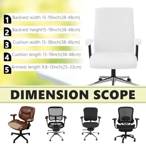 Tegeme Set of 4 Faux Fur Office Chair Covers with Armrest Covers, White