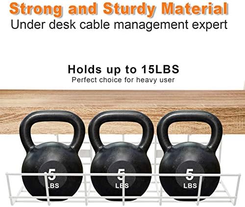 Under Desk Cable Tray - 2 Pack Cable Raceway for Wire Management. Metal Wire Organizer for Office, Studio and Home. Super Sturdy Cord Organizer for Desk - White Cable Management Under Desks