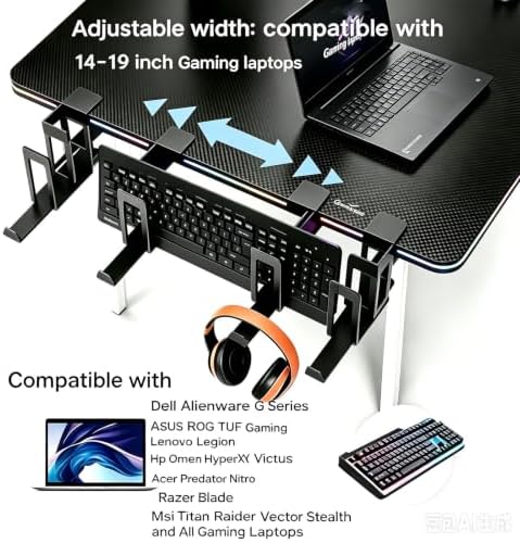 Clamp-on Vertical Gaming Laptop Stand, Desk Side Storage Notebook Holder