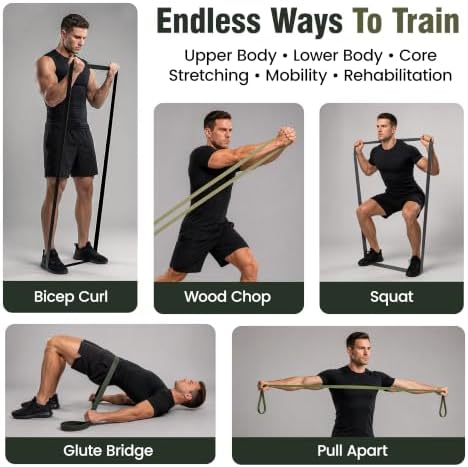 Gym Salvation 41-inch Loop Resistance Bands Set, 5 Pull Up Assist Bands for Strength Training & Working Out, Long Exercise Bands for Powerlifting, Mobility & Home Gym with Carry Bag