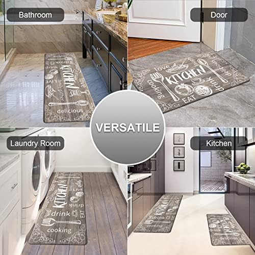 HEBE Anti Fatigue Kitchen Rugs Set of 2, Cushioned Kitchen Mats for Floor