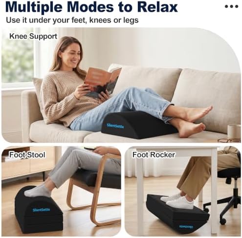 Foot Rest Under Desk, 3 Adjustable Heights Foot Stool, Black