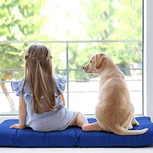 Giantex Adjustable Floor Gaming Sofa Chair 14-Position Cushioned Folding Lazy Recliner High Resilience Sponge, Breathable Cotton & Linen Fabric Sleeper Bed Couch Recliner (Navy)