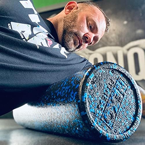 High-Density Round Foam Roller for Muscle Soreness Recovery, Exercise, Massage - 18", 24", 36" Blue Fleck (24 Inch)