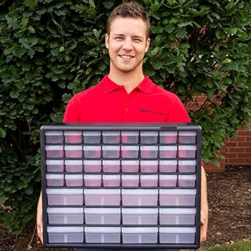 Akro-Mils 44-Drawer Plastic Storage Cabinet, 20"W x 6"D x 16"H, Black