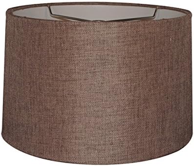 12x14x10 Chocolate Burlap Hardback Drum Lampshade with Brass Spider fitter - Perfect for table and Desk lamps - Medium, Brown