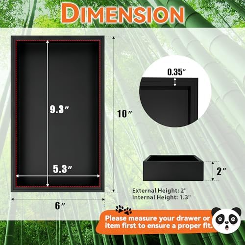 Lixple Bamboo Kitchen Drawer Organizer, 2 Pack, 10" x 6" x 2", Black