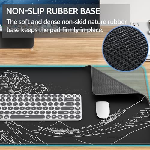 KTRIO Large Gaming Mouse Pad, Desk Mat, 31.5 x 15.7 in, Kanagawa Wave, XXL
