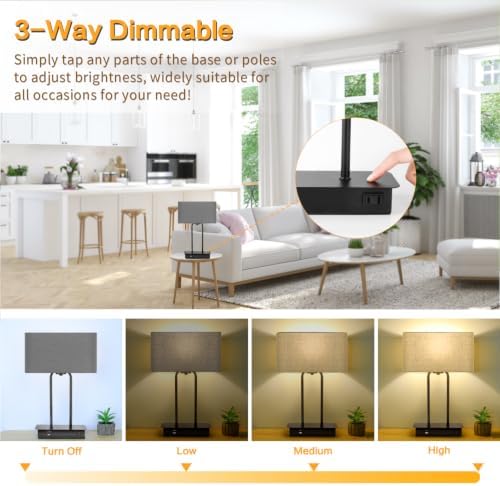 BesLowe 16’’ Table Lamp for Bedroom, Bedside Nightstand Lamp with LED Bulb