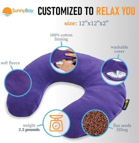 SunnyBay Microwavable Heating Pad, Flaxseed Neck Pillow, 2.5 lb, Purple