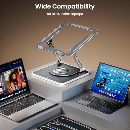 360°Rotating Laptop Stand with RGB Lights, Fits 10-16"Laptops MacBooks