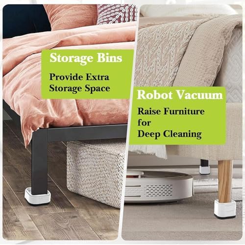 6 Pack Furniture Risers 3 Inch, Adjustable Bed Risers Heavy Duty for Table Desk Couch Chair Sofa Cabinet Bed Legs Dorm, Square Stackable Bed Raisers Blocks Lift Height 1", 2",3"or 4", White