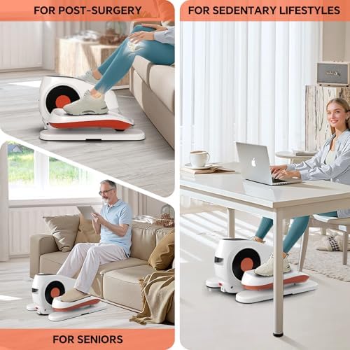 Under Desk Elliptical Machine, 16-Speed Electric Elliptical Leg Exerciser as Seen on TV for Seniors, Quiet Portable Seated Pedal Exerciser for Home with Auto & Manual Modes, and Remote Control
