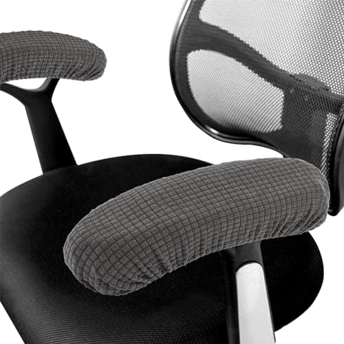 Kakalote Stretchable Office Chair Armrest Covers, 1Pairs Removable Arm Rest Slipcovers Elastic Arm Covers Protectors for Office, Desk, Gaming Chairs(Dark Grey-No Padding)