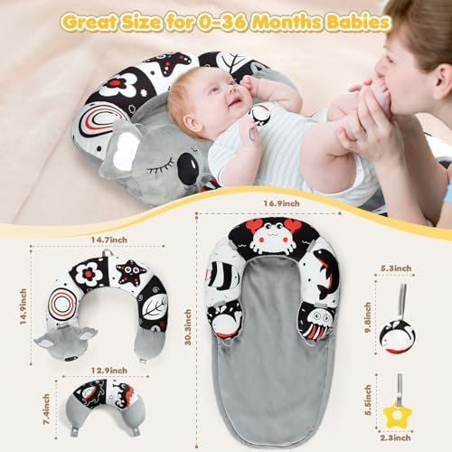 URMYWO 4-in-1 Tummy Time Mat, Cozy & Soft Infant Baby Sit Me Up Floor Seat