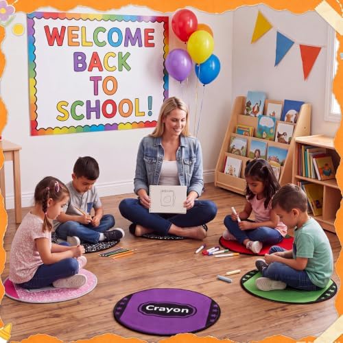 Marsui 12 Pcs Kids Carpet Circle Seats for Class 16" Round Classroom Rug