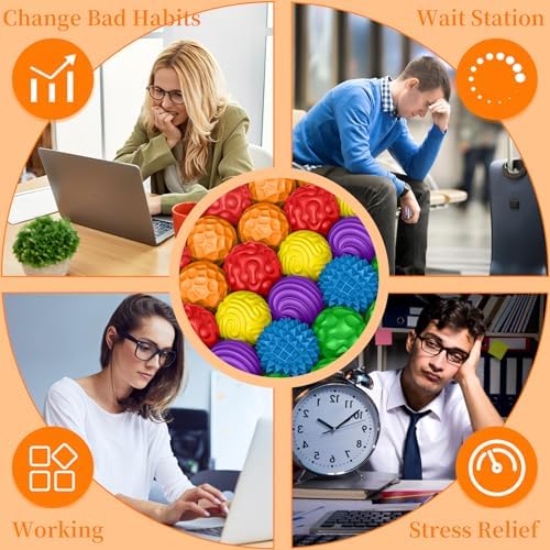 Silicone Magnetic Balls, Fidget Toys for Adults & Teens, 6PCS Stress Balls Fidget Toy, Quiet Magnet Desk Fidgets with Textured, ADHD Anxiety Relief Items, Fun Stocking Suffers Gifts (Multicolor)
