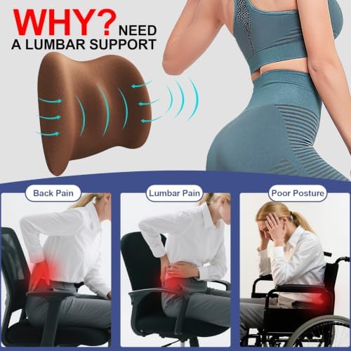 BYMECOST Lumbar Support Pillow for Car, Memory Foam Car Back Cushion