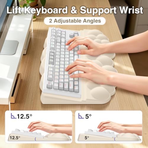 Sushret Cloud Wrist Rest with Keyboard Stand, Keyboard Riser with Wrist Pad