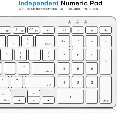 Wired Keyboard and Mouse for Mac, USB-C & USB-A, Number Pad, Silver White