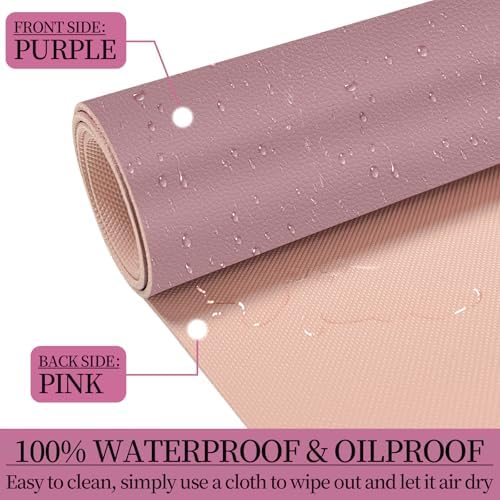Leather Desk Pad Mat, Dusty Pink Desk Mat, 35.4" x 16.9"