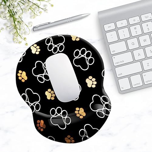Ergonomic Wrist Support Mouse Pad - Comfortable Computer Mouse Pad with Non-Slip PU Base for Home Office Working Gaming (Cute Dog Paw)