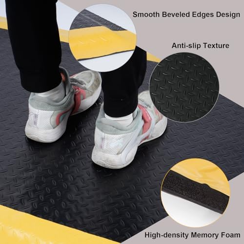 Nisorpa Anti Fatigue Mats Industrial 2' x 5' Ergonomic Standing Mat 15/16" Extra Thick Heavy Duty Commercial Diamond Plate Shop Floor Mat Support for Leg & Back Pain