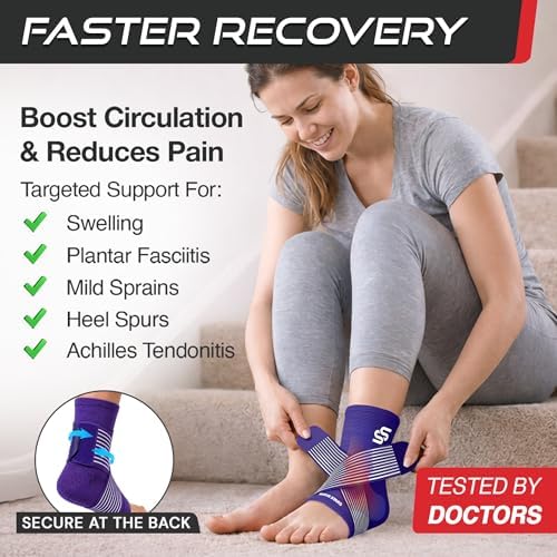 Sleeve Stars Ankle Brace Men & Women Support (Single/L:12"-13"/Dark Purple)