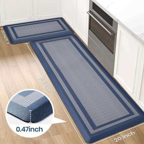 2PCS Kitchen Rugs Cushioned Anti-Fatigue Kitchen Mats Comfort Standing Mat