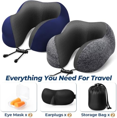 ExploreBliss Travel Pillow, Neck Pillow Airplane, Grey & Blue