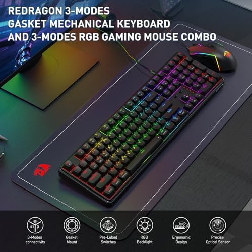 Redragon S163 Combo, K689 PRO Gasket Gaming Keyboard + M693 8000 DPI Mouse