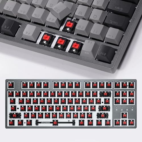 DURGOD K320 Corona White Backlit TKL Mechanical Keyboard | 87 Keys Tenkeyless | USB C Wired | Doubleshot PBT Keycaps | Programmable Keys | NKRO Rollover | Windows & Mac (Corona, Cherry Red)