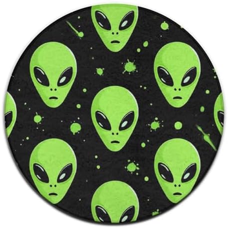 Fashion Round Area Rug Large Non Slip Carpet, Space Alien Art Unisex Home Decor Mat
