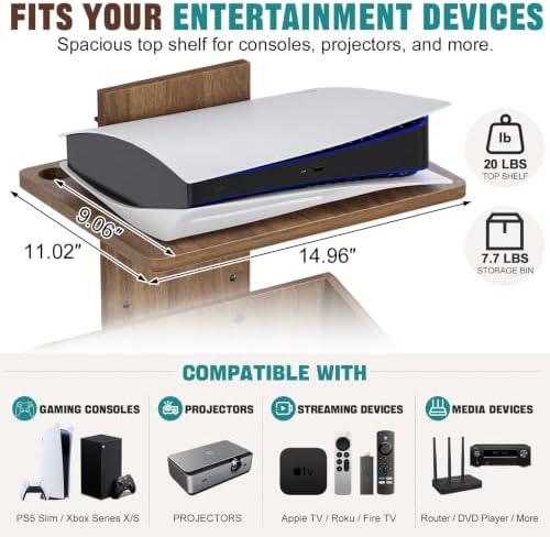 2-Tier Floating TV Wall Shelf With Video Game Storage, Controller Holder