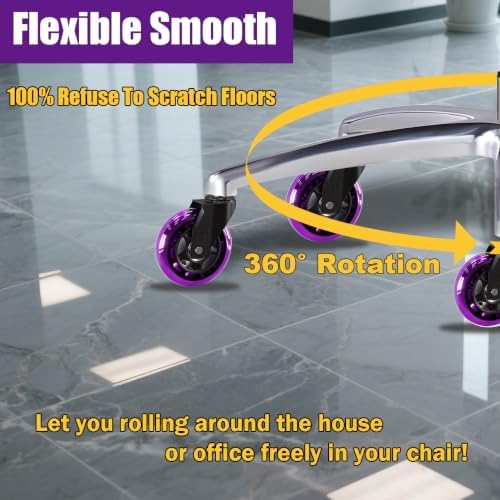 Office Chair Caster Wheels Replacement 3 Inch Roller Blade, Set of 5