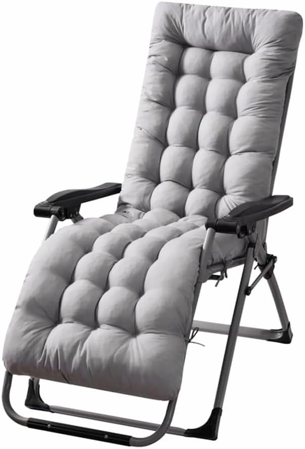 Patio Chaise Lounger Cushion， IndoorOutdoor Rocking Chair Sofa Cushion with 6 Ties， Thick Padded Swing Bench Cushion，61x18.9x3.1in (Light Gray)