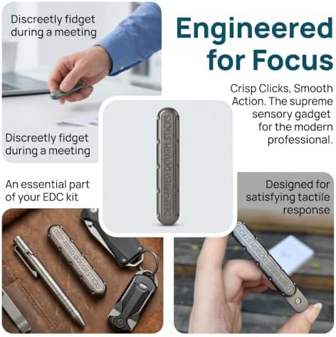 Puffpop-Magnetic Fidget Slider EDC Metal Fidget Toy for Adults – Push Pull Rotate Stress Relief Desk Toy for ADHD Anxiety Relief, Quiet Office Pocket Fidget Toy- Gold (Grey)