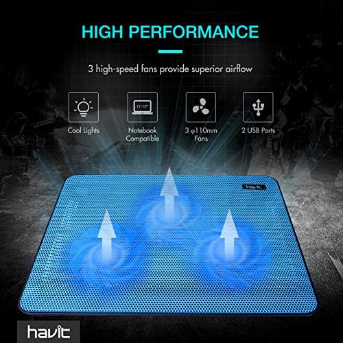 havit HV-F2056 Laptop Cooling Pad for 15.6-17 Inch Laptops, Blue