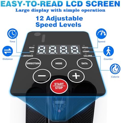 Under Desk Elliptical Machine, Electric Under-Desk Elliptical for Seniors - Mini Elliptical Exercise Equipment for Home with 12-Speed Touch Screen, Remote Control & Reversible Motion