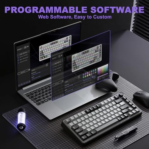 YUNZII B75 PRO 75% Wireless Mechanical Keyboard (Dark Grey,Cocoa V2)