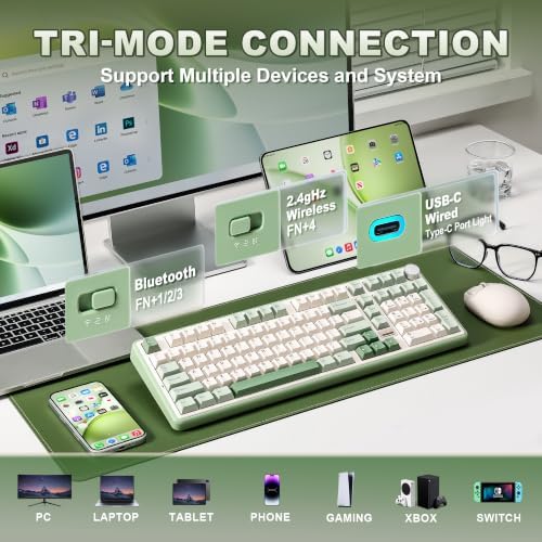 YUNZII B98 PRO 96% Wireless Mechanical Keyboard (Matcha Green, Milk Switch)