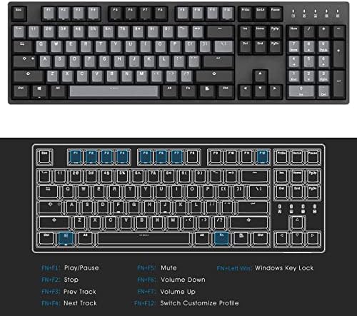 DURGOD K310 Corona White Backlit Full Size Mechanical Keyboard | 104 Keys Full Size | USB C Wired | Doubleshot PBT Keycaps | Programmable Keys | NKRO | Windows & Mac (Corona, Cherry MX Brown Switch)