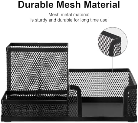 Comix 2 Packs Mesh Pen Holder, Desk Organizer for Home Office, Black