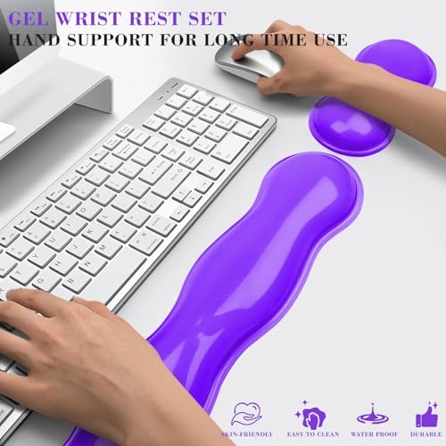 Gel Wrist Rest for Keyboard and Mouse, Wrist Rest for Keyboard, Mouse Wrist Support, Pain Relief, Cool Touch, Non-Skid, Mouse Wrist pad