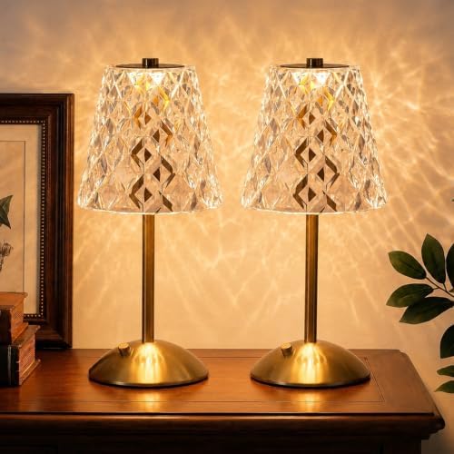 Nusogon 2 Pack Rechargeable Cordless Table Lamp, Touch Control Desk Lamp