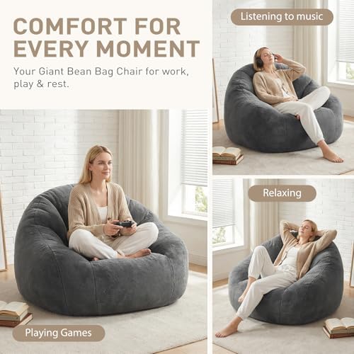 HUGHEAVEN Max Giant Bean Bag Chair, Bean Bag Sofa for Adults & Teens