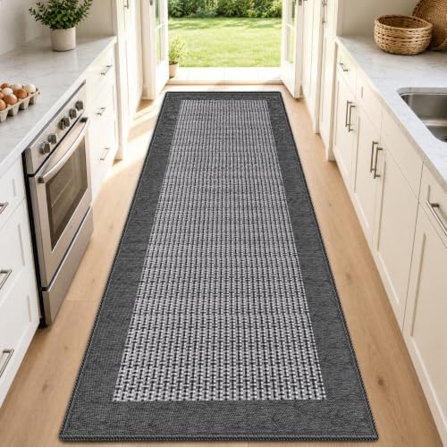 StepRite Kitchen Rugs, Kitchen Mats for Floor, 70"x20" Non-Slip Machine-Washable Kitchen Throw Rug, Absorbent Kitchen Runner Rugs Office, Kitchen Sink Standing Desk Mat, Kitchen Decor Carpet, Grey