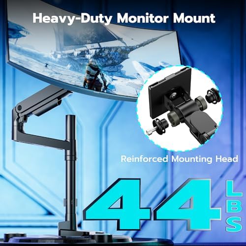 Single Monitor Arm Desk Mount for 17-49 Inch Monitors Holds 44 lbs, Black
